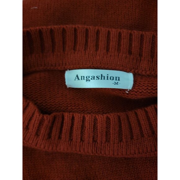 Angashion Leopard Pattern Sweater Medium -M Red/Cream - Picture 3 of 6